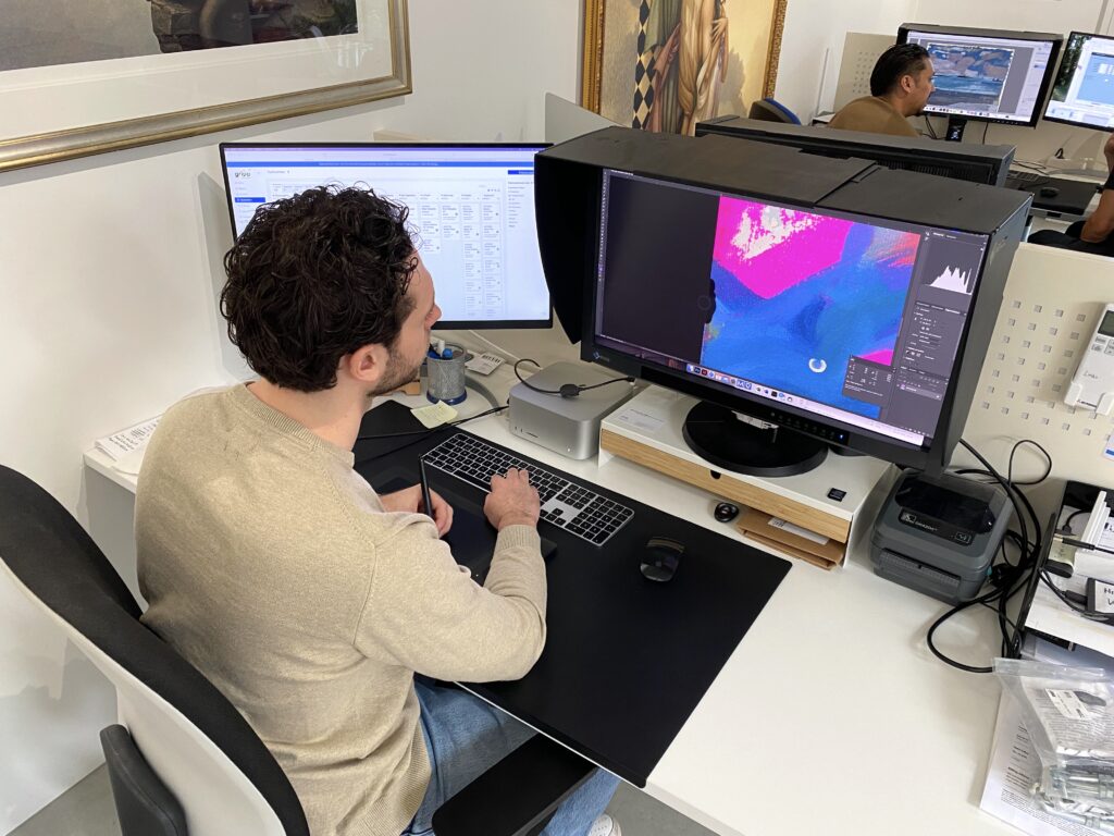 Re-Art bring art to life in digital perfection - close-up of digital editing process